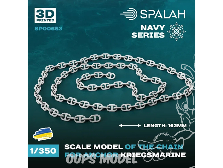 Spalah Accastillage SP00653 Chaîne d'ancre de la Kriegsmarine Longueur 162mm 1/35