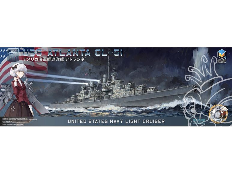 Aotori maquette bateau AT35011 Croiseur léger USS Atlanta CL-51 1/350