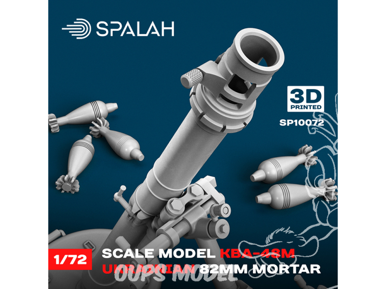 Spalah armement SP10072 Mortier ukrainien de calibre 82 mm KBA-48M 1/72