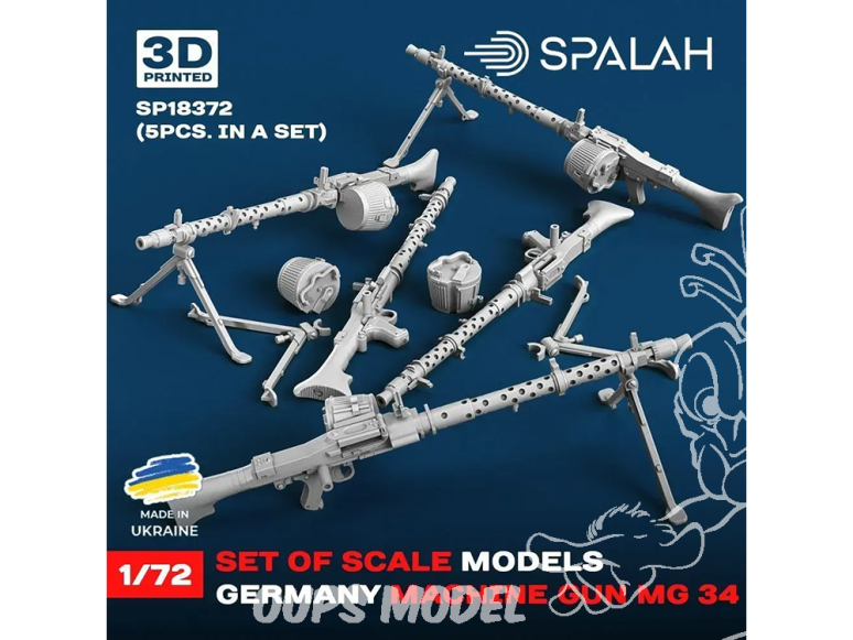 Spalah armement SP18372 Mitrailleuse MG-34" 5 pièces 1/72