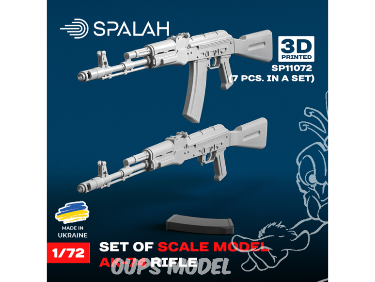 Spalah armement SP11072 Ensemble de 7 maquettes de fusil AK-74 1/72