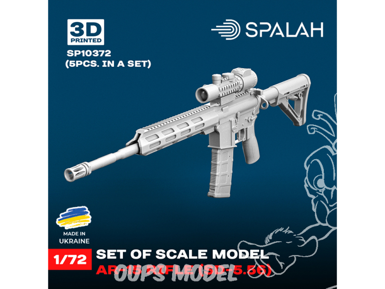 Spalah armement SP10372 Fusil AR-15 SD-5.56 5 pièces 1/72