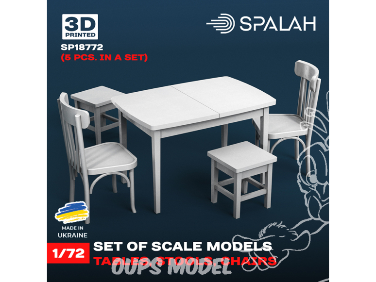 Spalah SP18772 Table avec tabourets et chaises 1/72