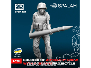 Spalah kit figurine SP24472 Soldat de l’équipage d’artillerie avec un projectile de 100 mm 1/72