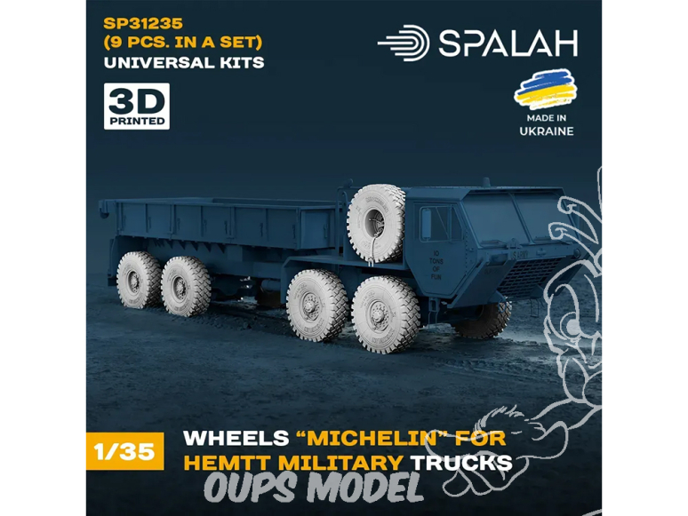 Spalah SP31235 Roues Pneus Michelin pour camions militaires HEMTT 9 pièces 1/35