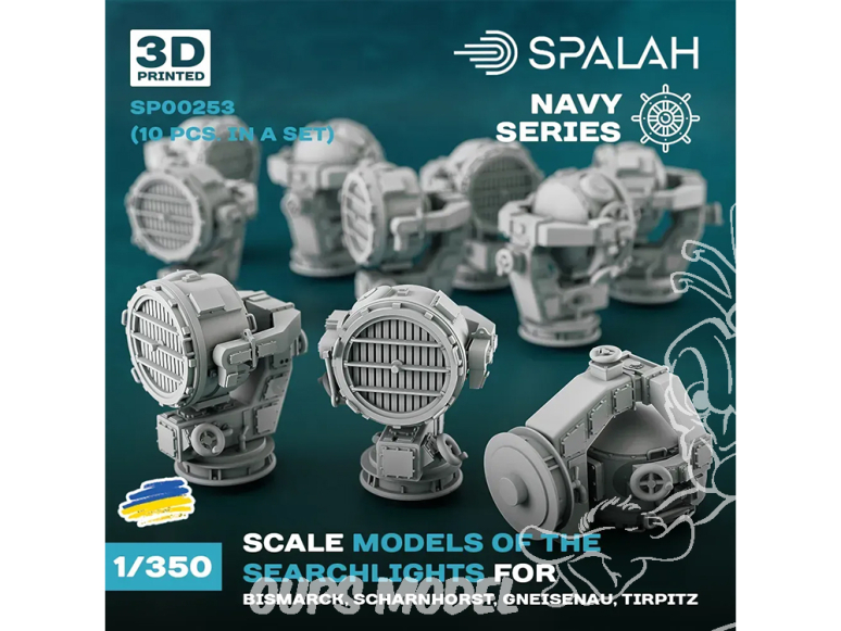 Spalah Accastillage SP00253 Projecteurs pour Bismarck, Scharnhorst, Gneisenau, Tirpitz 10 pièces 1/350