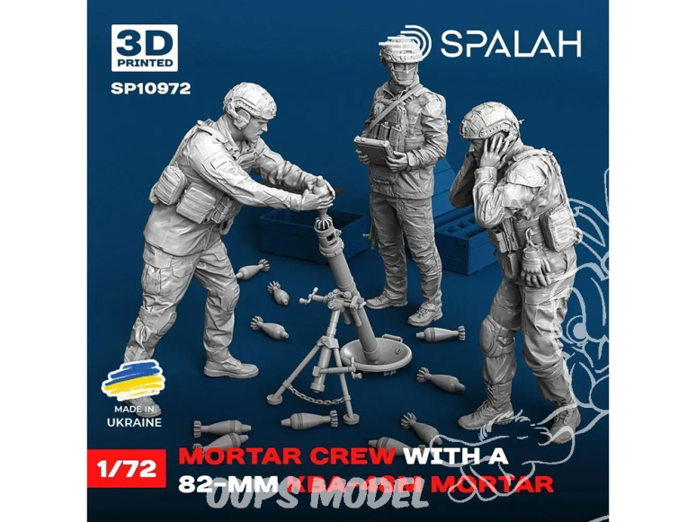 Spalah kit figurine SP10972 Équipage ukrainien de mortier avec un mortier KBA-48M de 82 mm 1/72