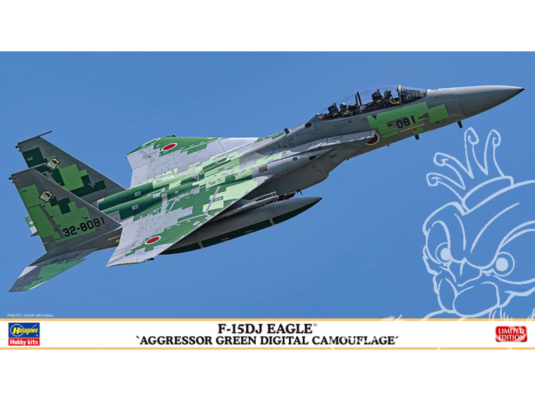 Hasegawa maquette avion 02524 F-15DJ Eagle Camouflage numérique vert Aggressor 1/72