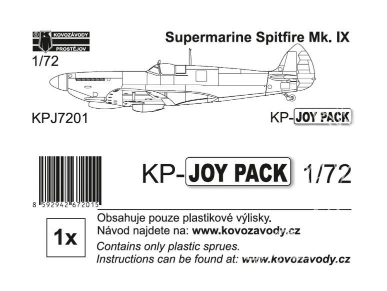 KP Model kit avion KPJ7201 Spitfire Mk.IX KP-JOYPACK sans décalques ni instructions 1/72