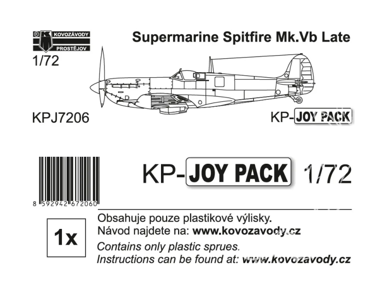 KP Model kit avion KPJ7206 Spitfire Mk.Vb Late KP-JOYPACK sans décalques ni instructions 1/72