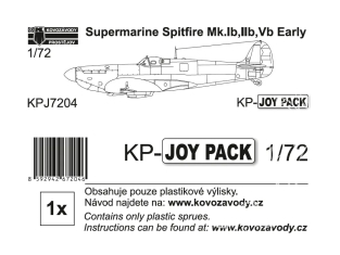 KP Model kit avion KPJ7204 Spitfire Mk.Ib, IIb, Vb Early KP-JOYPACK sans décalques ni instructions 1/72