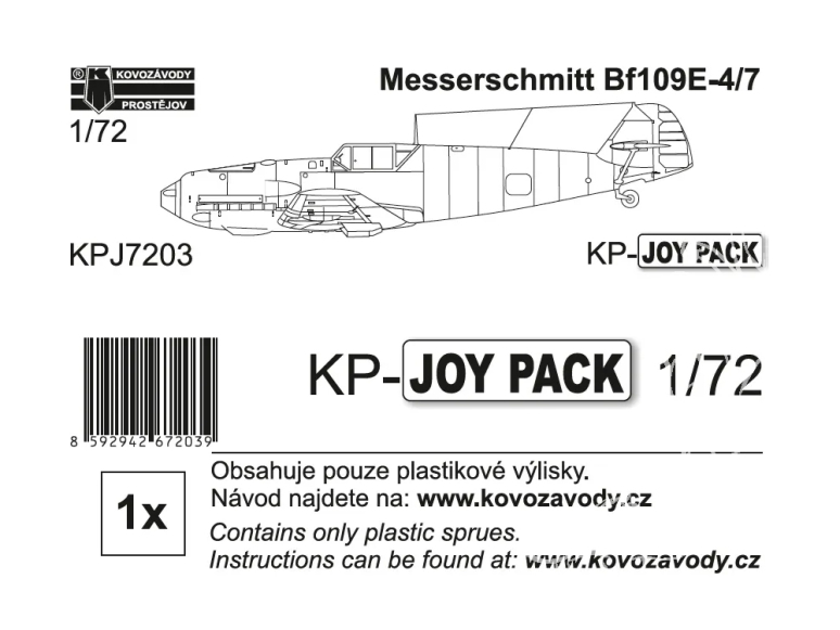 KP Model kit avion KPJ7203 Messerschmitt Bf 109E-4/7 KP-JOYPACK sans décalques ni instructions 1/72