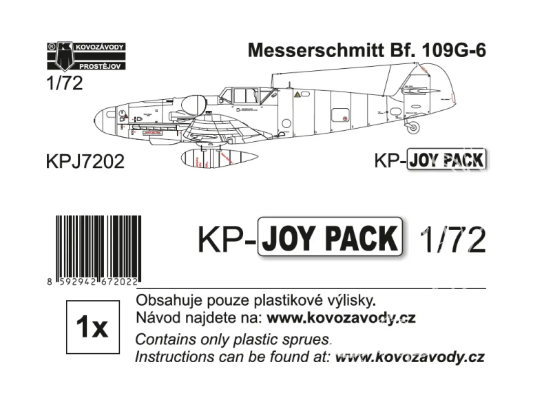 KP Model kit avion KPJ7202 Messerschmitt Bf 109G-6 KP-JOYPACK sans décalques ni instructions 1/72