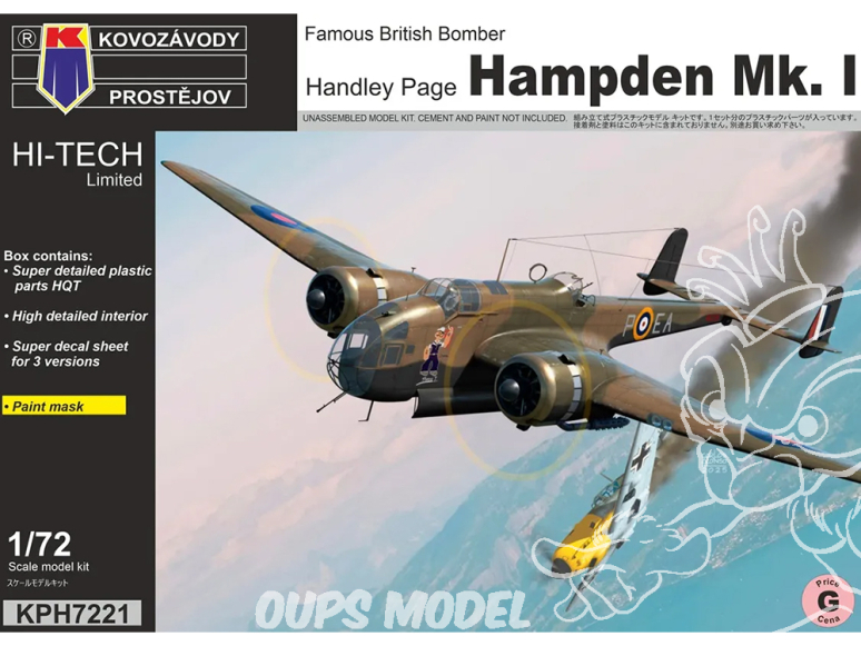 KP Model kit avion KPH7221 Handley Page Hampden Mk.1 Hi-Tech 1/72