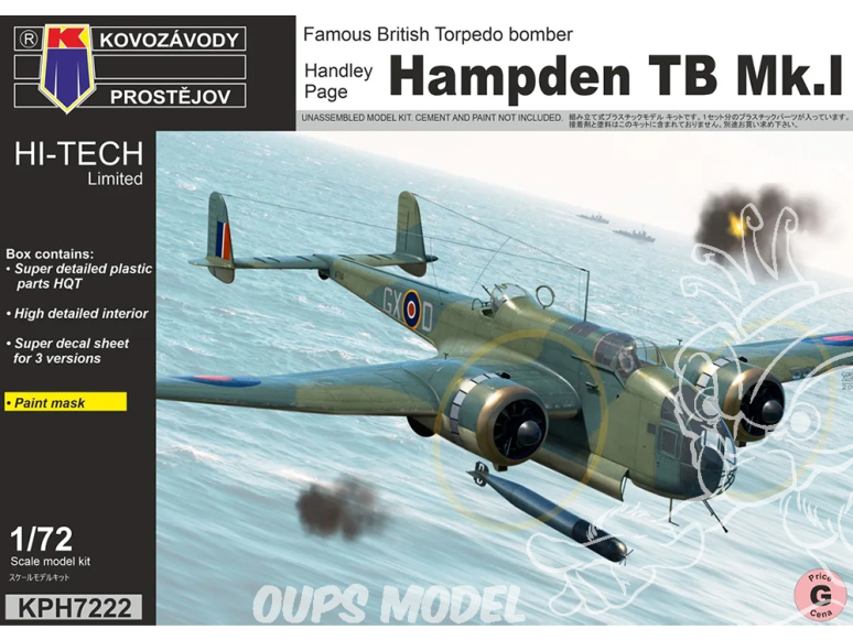 KP Model kit avion KPH7222 Handley Page Hampden TB Mk.1 Hi-Tech 1/72
