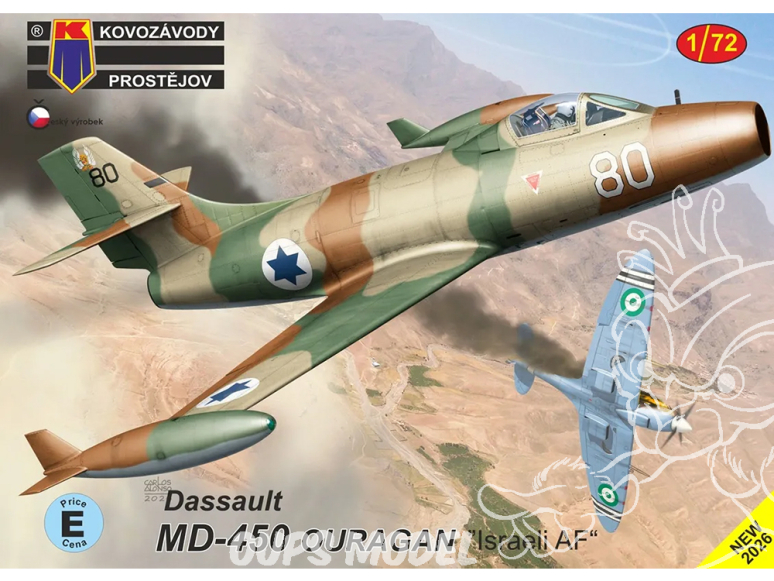 KP Model kit avion KPM0530 Dassault MD-450 Ouragan Israel AF 1/72