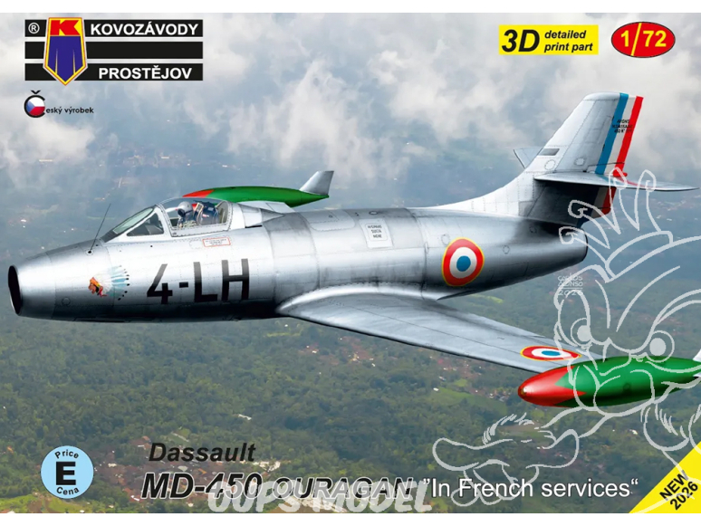 KP Model kit avion KPM0531 Dassault MD-450 Ouragan En service français 1/72