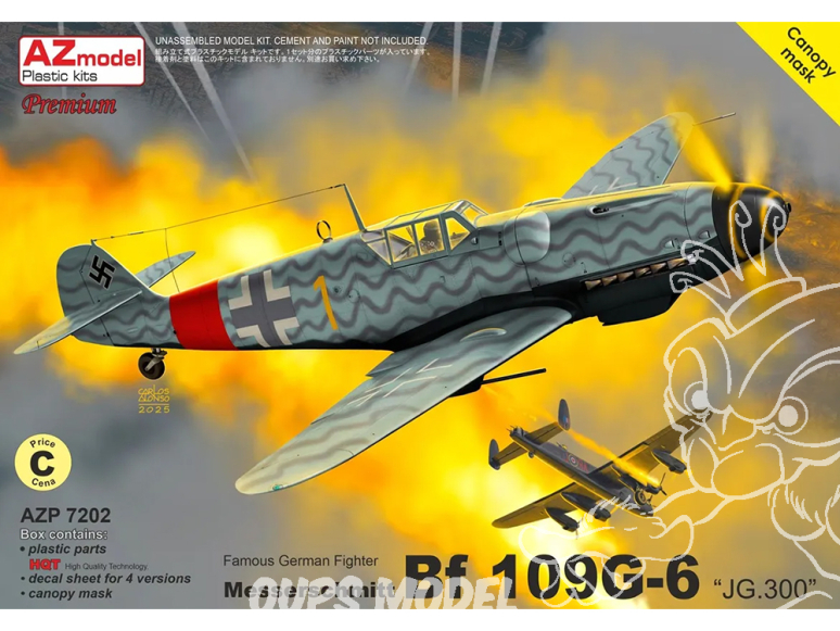 AZ Model Kit avion AZP7202 Messerschmitt Bf 109G-6 JG.300 1/72