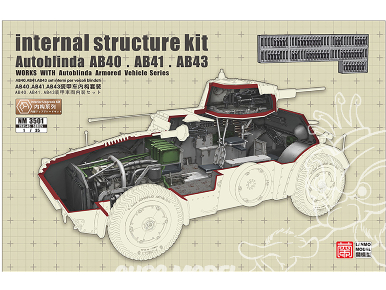Lanmo Model maquette militaire MN3501 Kit structure interne pour véhicule blindé Autoblindo 40.41.43 1/35