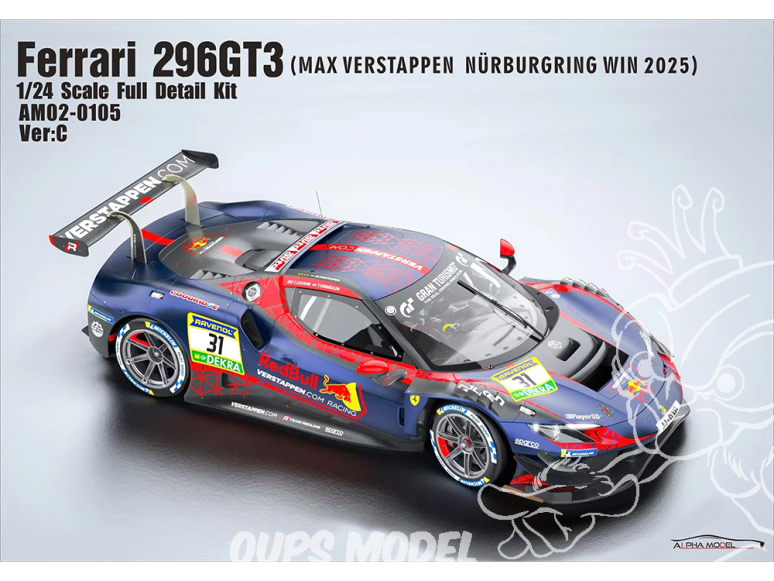 Alpha Model maquette voiture AM02-0105 Ferrari 296 GT3 Max Verstappen nürburgring 2025 1/24