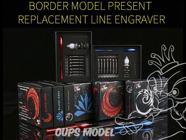 Border model outillage BD0050 Coffret porte pointes et assortiment de 7 pointes à graver Blood Moon (rouge)