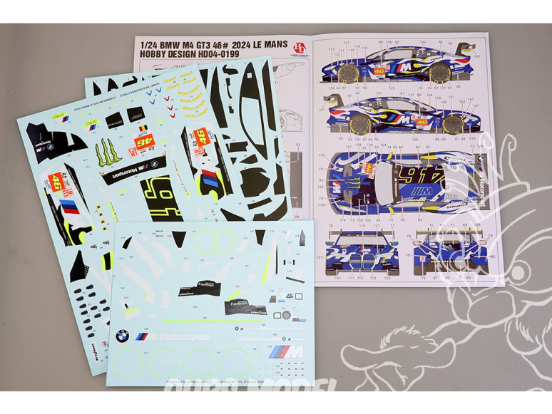 HOBBY DESIGN HD04-0199 Decalques BMW M4 GT3 N°46 Le Mans 2024 1/24