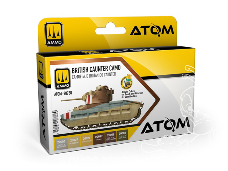 MIG peinture Atom 20768 Set couleurs camouflage Britannique Caunter 6 x 20ml