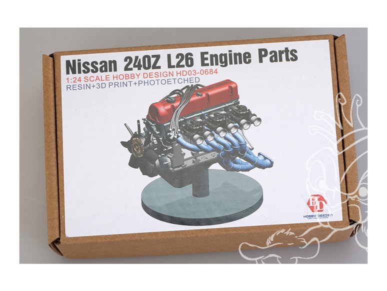 Hobby Design kit d'amélioration voiture HD03-0684 Moteur Nissan 240Z L26 avec PE, Pièces métalliques et Résine 1/24