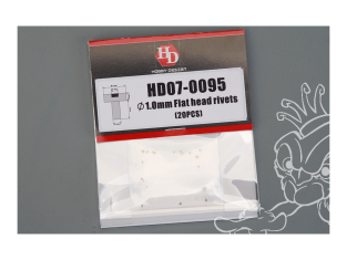 Hobby Design amélioration HD07-0095 Rivets à tête plate 0.75mm 20 piéces