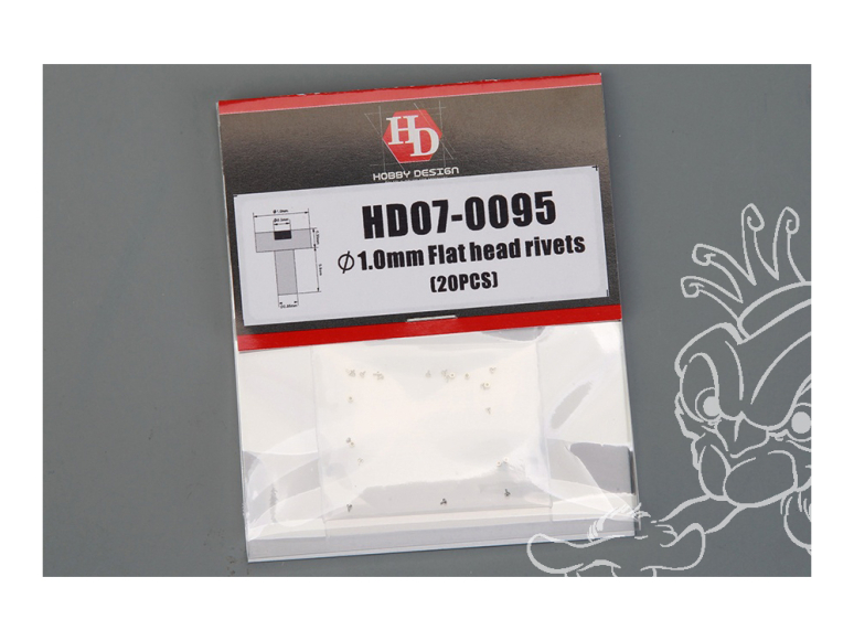 Hobby Design amélioration HD07-0095 Rivets à tête plate 0.75mm 20 piéces