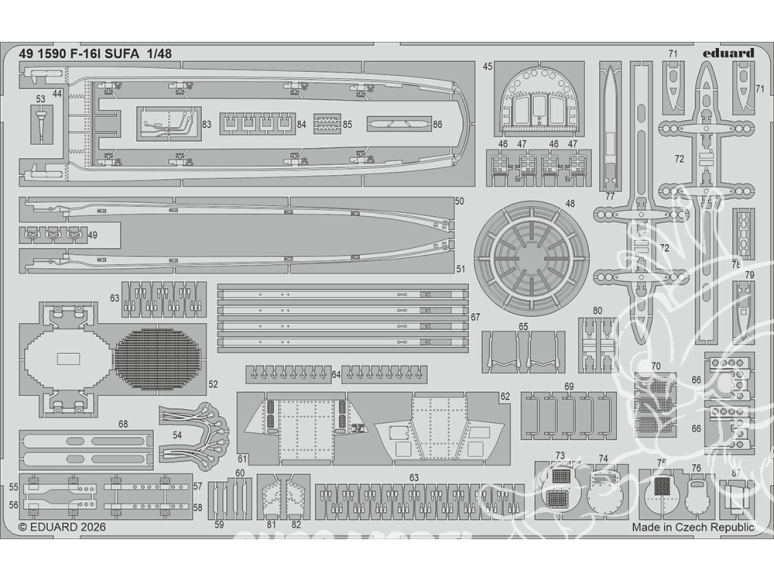 EDUARD photodecoupe avion 491590 Amélioration F-16I SUFA (Gold Edition) Kinetic 1/48