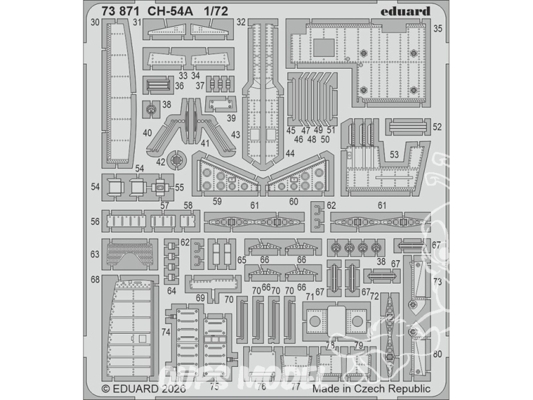 Eduard photodecoupe hélicoptère 73871 Amélioration CH-54A Icm 1/72