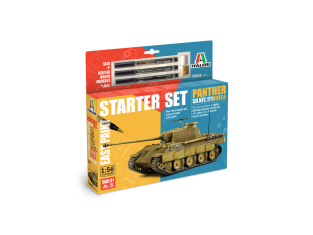 Italeri maquette militaire 75003 Starter Set Panther Sd.Kfz.171 Ausf. A peintures principale colle accessoires et pinceau 1/56