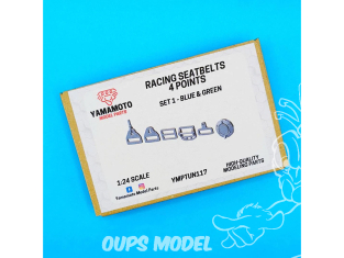 Yamamoto YMPTUN117 CEINTURES DE SÉCURITÉ DE COURSE 4-PONTS SET 2 VERT et BLEU 1/24