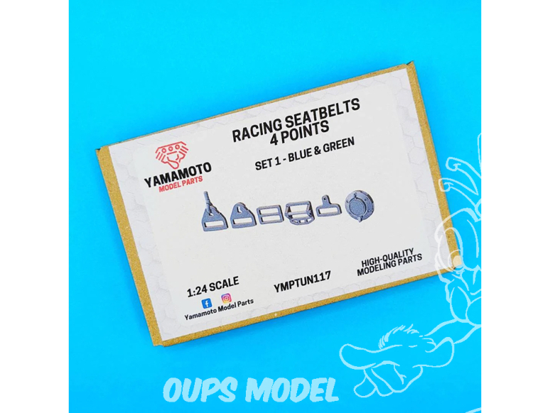 Yamamoto YMPTUN117 CEINTURES DE SÉCURITÉ DE COURSE 4-PONTS SET 2 VERT et BLEU 1/24