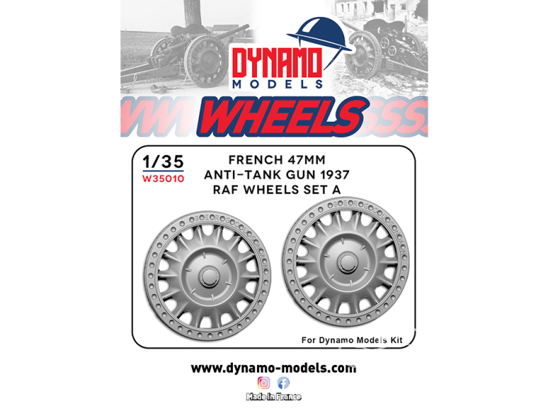 Dynamo models accessoires W35010 Roues Type RAF Version A pour canon antichar français 47mm 1/35