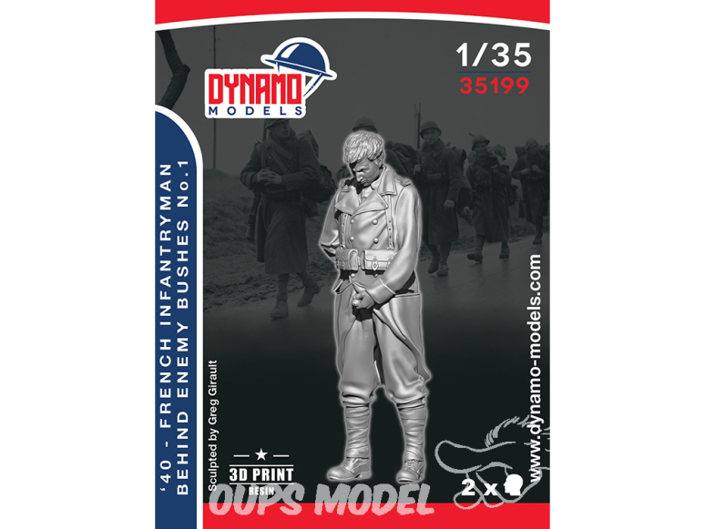 Dynamo models figurine 35199 Fantassin Français 1940 Derrière les buissons ennemis No.1 1/35
