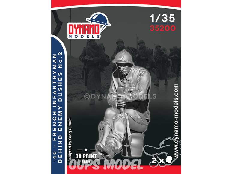 Dynamo models figurine 35200 Fantassin Français 1940 Derrière les buissons ennemis No.2 1/35