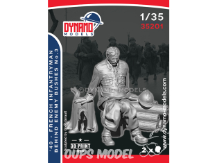 Dynamo models figurine 35201 Fantassin Français 1940 Derrière les buissons ennemis No.3 1/35