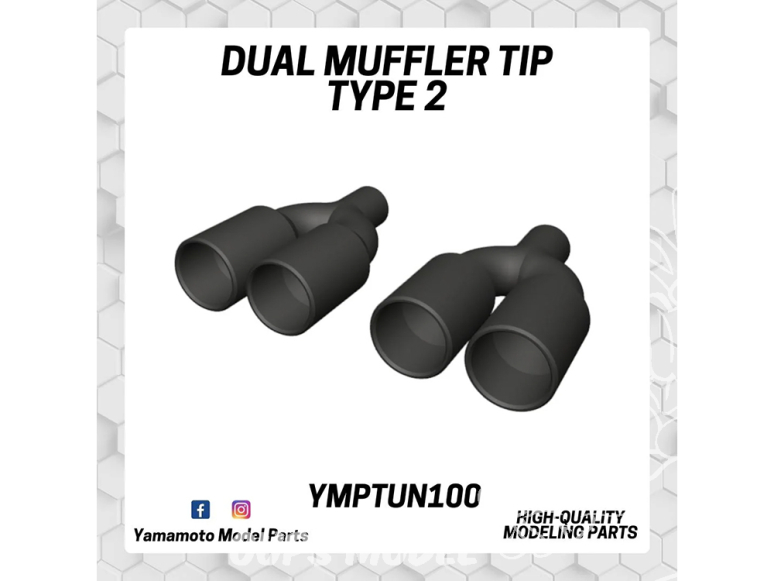 Yamamoto YMPTUN100 EMBOUT DOUBLE SILENCIEUX D'ECHAPPEMENT TYPE 2 1/24