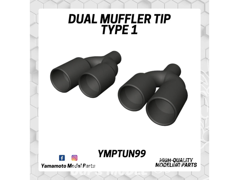 Yamamoto YMPTUN99 EMBOUT DOUBLE SILENCIEUX D'ECHAPPEMENT TYPE 1 1/24