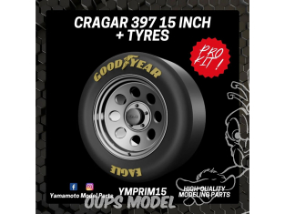 Yamamoto YMPRIM015 Jantes CRAGAR 397 15" avec pneus 1/24