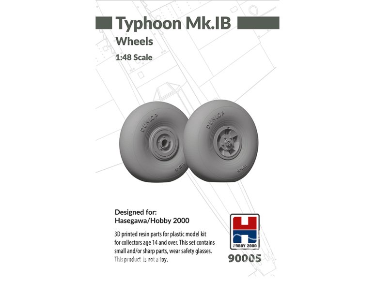 Hobby 2000 maquette accessoire avion 90005 Roues affaissées Typhoon Mk.IB 1/48