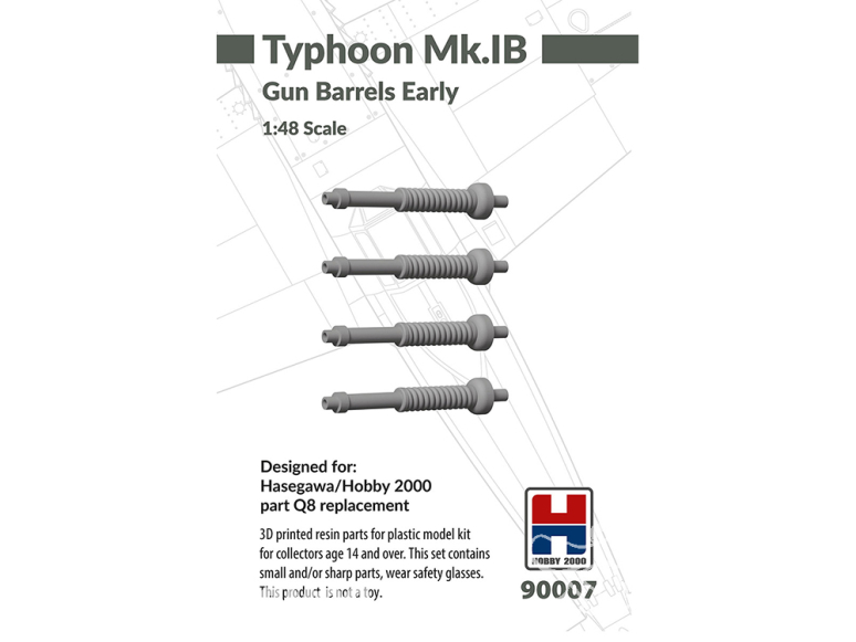 Hobby 2000 maquette accessoire avion 90007 Gun Barrels Early Typhoon Mk.IB Hobby 2000 / Haseagwa 1/48