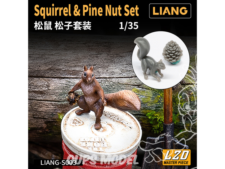 Liang Model accessoires S003 Ecureuil et pomme de pin 1/35