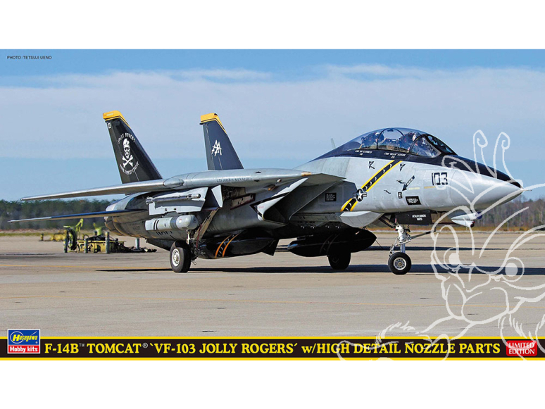 Hasegawa maquette 52473 F-14B Tomcat VF-103 Jolly Rogers avec pièces de buse à haut niveau de détail 1/72