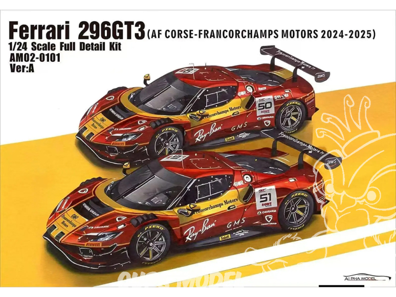 Alpha Model maquette voiture AM02-0101 Ferrari 296 GT3 GT3 Ver:A AF Corse Francorchamps Motors 2024-2025 1/24