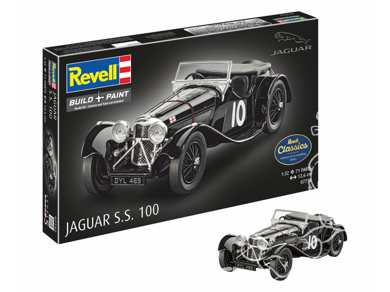 Revell maquette 77752 Starter Kit Jaguar SS 100 peinture et accessoires de base 1/32