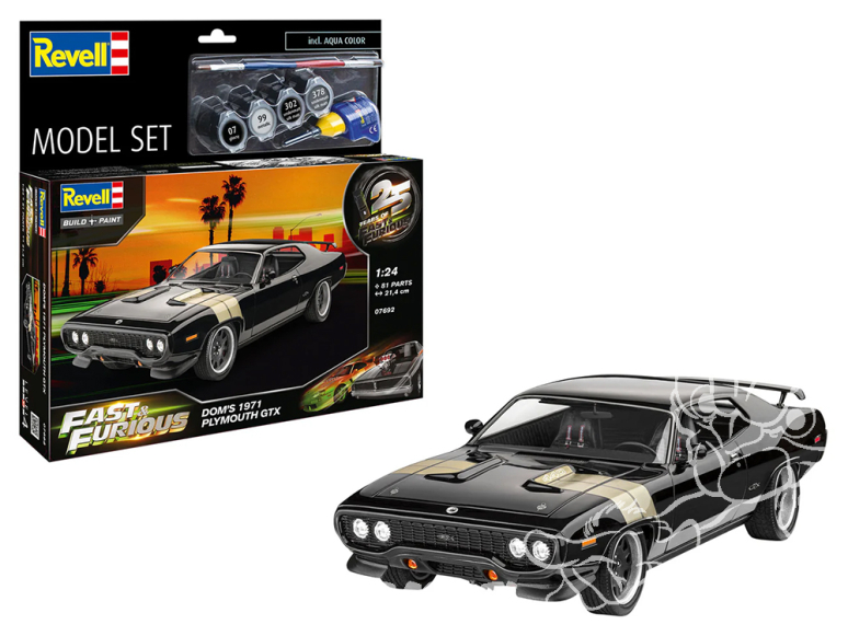 Revell maquette 67692 Model Set Maquette Fast & Furious Plymouth GTX 1971 de Dominic avec peinture et accessoires de bas 1/24
