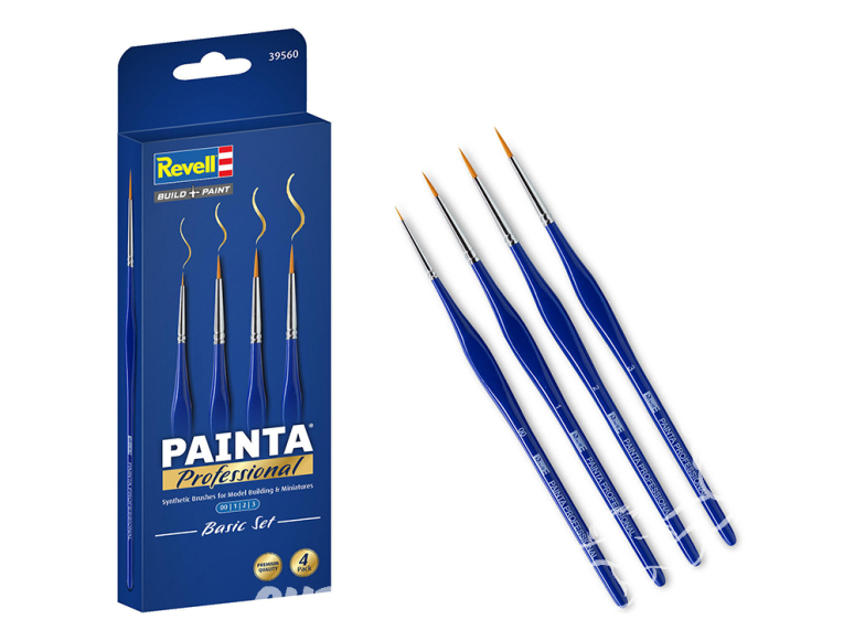 Revell 39560 Pinceau lot Pinceaux professionnels Painta : ensemble de base taille 00, 1, 2, 3